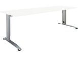 Schäfer Shop Select Schreibtisch LOGIN, manuell höheneinstellbar, C-Fuß, B 1600 x T 800 x H 660-820 mm, weiß/weißalu