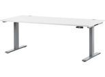 Schäfer Shop Genius Schreibtisch MODENA FLEX, elektrisch höhenverstellbar, Rechteck, T-Fuß, B 1800 x T 800 x H 645-1290 mm, weiß/weißalu