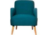 meet by Paperflow Sessel Brooks, Massivholz, Retro-Design, gepolstert, Stoffbezug, blau