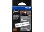 Brother Schriftbandkassette TZe-FX221, 9 mm breit, weiß/schwarz