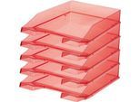 Ablagekorb HAN Klassik, für Format A4/C4, mit Beschriftungsfeld, stapelbar, B 255 x T 348 x H 65 mm, Kunststoff, rot/transparent, 6 Stück