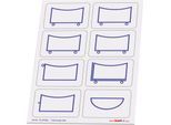Taktische Zeichen Taktifol Fahrzeuge, rechteckig, selbsthaftend, beschriftbar, trocken abwischbar, L 46 x B 32 mm, blau, 8 Zeichen
