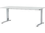 Schäfer Shop Select Schreibtisch LOGIN, manuell höheneinstellbar, C-Fuß, B 1800 x T 800 x H 660-820 mm, lichtgrau/weißalu