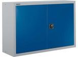 Schäfer Shop Select Aufsatzschrank MS 8412i, B 1200 x T 400 x H 800 mm, 1 Boden, Stahl, weißaluminium RAL 9006/enzianblau RAL 5010