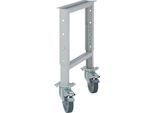 Schäfer Shop Select Werkbankfuss WFH707L, höhenverstellbar, T 665 x H 641-853 mm, mit Rollen, weißaluminium RAL 9006