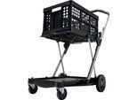 Klappmobil CLAX®, 2 Etagen, Tragkraft bis 60 kg, Lenk- & Bockrollen, inkl. 46 l Klappbox, Aluminium & Kunststoff, schwarz/schwarz