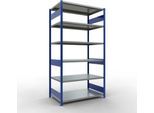 Schulte MULTIplus250 Steckregal, Grundregal, 6 Fachböden, bis 250 kg je Fachboden, werkzeuglos montierbar, B 1300 x T 800 x H 2500, enzianblau/verzinkt