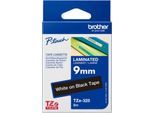 Schriftbandkassette Brother TZe-325, selbstklebend, L 8 m x B 9 mm, schwarz/weiß