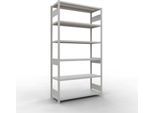 Schulte MULTIplus250 Steckregal, Grundregal, 6 Fachböden, bis 250 kg je Fachboden, werkzeuglos montierbar, B 1300 x T 500 x H 2500, lichtgrau