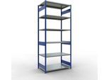 Schulte MULTIplus250 Steckregal, Grundregal, 7 Fachböden, bis 250 kg je Fachboden, werkzeuglos montierbar, B 1300 x T 800 x H 3000, enzianblau/verzinkt