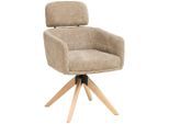 Livetastic Armlehnstuhl, Beige, Holz, Metall, Textil, Eiche, Pappel, massiv, Sperrholz, Flachrohr, 60x90x69 cm, Sitzfläche 360° drehbar, Esszimmer, Stühle, Esszimmerstühle, Armlehnenstühle
