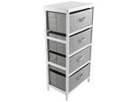Carryhome Kommode , Grau, Weiss , Holz, Textil, Karton, Holzwerkstoff , Kiefer , massiv , 4 Schublade(n) Schubladen , 46x94x30 cm , Typenauswahl, stehend, In verschiedenen Grössen erhältlich , Kleinmöbel, Kommoden, Kommoden