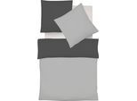 Wendebettwäsche FLEURESSE "Provence W", grau (grau, schiefer), B/L: 200cm x 220cm, 1 Stk., 2 Stk., Halbleinen, B/L: 80cm x 80cm & 80cm x 80cm, 3 Stk., Halbleinen, Obermaterial: 50% Baumwolle, 50% Leinen, Bettwäsche, Wendebettwäsche, 50% Baumwolle, 50% Leinen, in Gr. 135x200, 155x220, 200x200cm