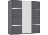 Kleiderschrank OTTO HOME "Mehrzweckschrank Aktenschrank Möbel Mietswohnung Schlafzimmer AVOLA", grau (graumetallic, alpinweiß, leisten weiß), B:203cm H:210cm T:62cm, Holzwerkstoff, Schränke, Kleiderschrank, mit eleganten Zierleisten in Chrom, Schwarz oder Weiß MADE IN GERMANY