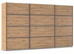 Kleiderschrank OTTO HOME "Mehrzweckschrank Aktenschrank Möbel Mietswohnung Schlafzimmer AVOLA", braun (eiche artisan, leisten graumetallic), B:360cm H:229cm T:62cm, Holzwerkstoff, Schränke, Kleiderschrank, mit eleganten Zierleisten in Chrom, Schwarz oder Weiß MADE IN GERMANY