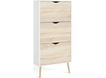 Schuhschrank HOME AFFAIRE "Oslo Schuhaufbewahrung, Schuhkommode, Schuhregal, Garderobenschrank", weiß (weiß, eichefarben), B:70,2cm H:138,8cm T:23,9cm, Holzwerkstoff, Schränke, Schuhschrank, mit 3 Klappen, Breite 70 cm, Höhe 139 cm