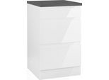 Unterschrank KOCHSTATION "KS-Virginia,neu in verbesserter Ausführung", weiß (weiß hochglanz, anthrazit), B:50cm H:85cm T:60cm, Holzwerkstoff, MDF, Schränke, Unterschrank, Breite 50 cm, 1 Schubkasten, 2 Auszüge, Soft-Close-Funktion