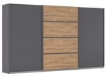 Kleiderschrank OTTO HOME "Mehrzweckschrank Aktenschrank Möbel Mietswohnung Schlafzimmer AVOLA", grau (graumetallic, eiche artisan, leisten graumetallic), B:360cm H:229cm T:62cm, Holzwerkstoff, Schränke, Kleiderschrank, mit eleganten Zierleisten in Chrom, Schwarz oder Weiß MADE IN GERMANY
