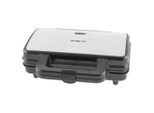 Emerio Sandwichtoaster , Edelstahlfarben , Metall, Kunststoff , 29.2x10x24.3 cm , Aufwärm- und Bereitschaftsanzeige, Antihaftbeschichtung, wärmeisolierte Griffe, rutschfeste Füsse, senkrechte Aufbewahrung, leicht zu reinigen , Elektrogeräte