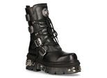 New Rock unisex zwart lederen gotische halfhoge laarzen-373-S4