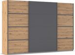 Kleiderschrank OTTO HOME "Mehrzweckschrank Aktenschrank Möbel Mietswohnung Schlafzimmer AVOLA", grau (eiche artisan, graumetallic, leisten graumetallic), B:315cm H:229cm T:62cm, Holzwerkstoff, Schränke, Kleiderschrank, mit eleganten Zierleisten in Chrom, Schwarz oder Weiß MADE IN GERMANY
