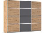 Kleiderschrank OTTO HOME "Mehrzweckschrank Aktenschrank Möbel Mietswohnung Schlafzimmer AVOLA", grau (eiche artisan, graumetallic, leisten weiß), B:271cm H:210cm T:62cm, Holzwerkstoff, Schränke, Kleiderschrank, mit eleganten Zierleisten in Chrom, Schwarz oder Weiß MADE IN GERMANY