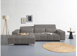 Ecksofa COTTA "Orion L-Form, B: 307 cm", grau (elephant), B:307cm H:73cm T:186cm, 100% Polyester, Sofas, Ecksofa, 2x Kopfteilverstellung & 3 Nierenkissen
