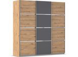 Kleiderschrank OTTO HOME "Mehrzweckschrank Aktenschrank Möbel Mietswohnung Schlafzimmer AVOLA", grau (eiche artisan, graumetallic, leisten chrom), B:203cm H:210cm T:62cm, Holzwerkstoff, Schränke, Kleiderschrank, mit eleganten Zierleisten in Chrom, Schwarz oder Weiß MADE IN GERMANY