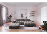 Ecksofa COTTA "Orion L-Form, B: 307 cm, moderne Steppung, bequeme Wellenunterfederung", anthrazit, B:307cm H:73cm T:186cm, 100% Polyester, Sofas, Ecksofa, 2x Kopfteilverstellung & 3 Nierenkissen