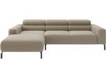 Ecksofa HOME AFFAIRE "Ecksofa, L-Form, incl. Kopfteilverstellung, Breite 258 cm", beige (sand), B:258cm H:71cm T:183cm, 95% Polyester, 5% Nylon, Sofas, Ecksofa, wahlweise elektrische Sitztiefenverstellung