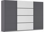 Kleiderschrank OTTO HOME "Mehrzweckschrank Aktenschrank Möbel Mietswohnung Schlafzimmer AVOLA", grau (graumetallic, alpinweiß, leisten graumetallic), B:315cm H:210cm T:62cm, Holzwerkstoff, Schränke, Kleiderschrank, mit eleganten Zierleisten in Chrom, Schwarz oder Weiß MADE IN GERMANY