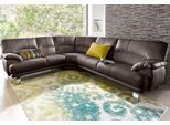 Ecksofa TRENDMANUFAKTUR "Cecilia in italienischem Design, modern und komfortabel, L-Form", grau (taupe), B:280cm H:87cm T:240cm, NaturLEDER (echtes Rindsleder) in Sitz und Rücken. Korpus in passendem Kunstleder SOFTLUX bezogen;Luxus-Microfaser ALCAZAR (100% Polyester);Kunstleder SOFTLUX;Microfaser PRIMABELLE (100% Polyester), Sofas, Ecksofa, bequeme Armlehnen, mit langem Schenkel