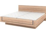 Holzbett MUSTERRING "Sorrent, Bettgestell, Bettrahmen, teilmassiv Eiche", braun (weiß, neutral), B:200cm L:200cm, Betten, Holzbett, Eiche teilmassiv, Liegehöhenverstellung, in schwebender Optik