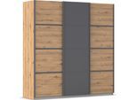 Kleiderschrank OTTO HOME "Mehrzweckschrank Aktenschrank Möbel Mietswohnung Schlafzimmer AVOLA", grau (eiche artisan, graumetallic, leisten graumetallic), B:203cm H:229cm T:62cm, Holzwerkstoff, Schränke, Kleiderschrank, mit eleganten Zierleisten in Chrom, Schwarz oder Weiß MADE IN GERMANY