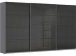 Schwebetürenschrank OTTO HOME "Kleiderschrank Schrank Garderobe AGORDO mit Dekor- oder Hochglanzfront", grau (graumetallic, hochglanz effektgrau, griffleisten graumetallic), B:360cm H:210cm T:62cm, Holzwerkstoff, Schränke, Schwebetürenschrank, in 4 Breiten und 2 Höhen MADE IN GERMANY