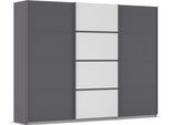 Kleiderschrank OTTO HOME "Mehrzweckschrank Aktenschrank Möbel Mietswohnung Schlafzimmer AVOLA", grau (graumetallic, alpinweiß, leisten graumetallic), B:271cm H:210cm T:62cm, Holzwerkstoff, Schränke, Kleiderschrank, mit eleganten Zierleisten in Chrom, Schwarz oder Weiß MADE IN GERMANY