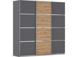 Kleiderschrank OTTO HOME "Mehrzweckschrank Aktenschrank Möbel Mietswohnung Schlafzimmer AVOLA", grau (graumetallic, eiche artisan, leisten chrom), B:203cm H:229cm T:62cm, Holzwerkstoff, Schränke, Kleiderschrank, mit eleganten Zierleisten in Chrom, Schwarz oder Weiß MADE IN GERMANY