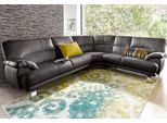 Ecksofa TRENDMANUFAKTUR "Cecilia in italienischem Design, modern und komfortabel, L-Form", braun, B:280cm H:87cm T:240cm, NaturLEDER (echtes Rindsleder) in Sitz und Rücken. Korpus in passendem Kunstleder SOFTLUX bezogen;Luxus-Microfaser ALCAZAR (100% Polyester);Kunstleder SOFTLUX;Microfaser PRIMABELLE (100% Polyester), Sofas, Ecksofa, bequeme Armlehnen, mit langem Schenkel
