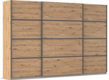 Kleiderschrank OTTO HOME "Mehrzweckschrank Aktenschrank Möbel Mietswohnung Schlafzimmer AVOLA", braun (eiche artisan, leisten graumetallic), B:315cm H:210cm T:62cm, Holzwerkstoff, Schränke, Kleiderschrank, mit eleganten Zierleisten in Chrom, Schwarz oder Weiß MADE IN GERMANY