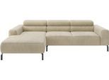 Ecksofa HOME AFFAIRE "Antonelli, L-Form, inkl. Kopfteilverstellung, Breite 258 cm", beige (nature), B:258cm H:71cm T:183cm, 88% Polyester, 12% Polyacryl, Sofas, Ecksofa, wahlweise elektrische Sitztiefenverstellung