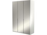 Kleiderschrank MUSTERRING "San Diego, Kleiderschrank, Schrank, Garderobe, mit Glastüren", weiß, B:150cm H:216cm T:58cm, Glas, Holzwerkstoff, Schränke, Kleiderschrank, 3-türig (gedämpft), 4 Böden, 2 Kleiderstangen, Chromgriffe
