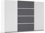 Kleiderschrank OTTO HOME "Mehrzweckschrank Aktenschrank Möbel Mietswohnung Schlafzimmer AVOLA", weiß (alpinweiß, graumetallic, leisten weiß), B:315cm H:229cm T:62cm, Holzwerkstoff, Schränke, Kleiderschrank, mit eleganten Zierleisten in Chrom, Schwarz oder Weiß MADE IN GERMANY