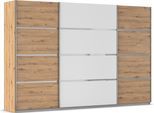 Kleiderschrank OTTO HOME "Mehrzweckschrank Aktenschrank Möbel Mietswohnung Schlafzimmer AVOLA", weiß (eiche artisan, alpinweiß, leisten chrom), B:315cm H:210cm T:62cm, Holzwerkstoff, Schränke, Kleiderschrank, mit eleganten Zierleisten in Chrom, Schwarz oder Weiß MADE IN GERMANY
