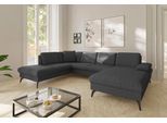 Wohnlandschaft SIT & MORE "Morris Jubi U-Form, B: 300 cm", grau (dunkelgrau), B:300cm H:83cm T:202cm, 95% Polyester, 5% Polyamid, Sofas, Wohnlandschaft, mit Armteilfunktion & 1 Zierkissen, optional Bettfunktion