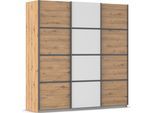 Kleiderschrank OTTO HOME "Mehrzweckschrank Aktenschrank Möbel Mietswohnung Schlafzimmer AVOLA", weiß (eiche artisan, alpinweiß, leisten graumetallic), B:203cm H:229cm T:62cm, Holzwerkstoff, Schränke, Kleiderschrank, mit eleganten Zierleisten in Chrom, Schwarz oder Weiß MADE IN GERMANY