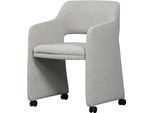 Esszimmerstuhl WOOOD "Lyric mit Ceyo-Bouclé-Bezug und Rollen B 59 x T 58 x H 79 cm", grau, grau, grau, B:59cm H:79cm T:58cm, Polyester, Stühle, Esszimmerstuhl, Tragkraft 120 kg, Hohe Verschleißfestigkeit, montiert geliefert