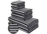 Handtuch Set "Tamsin, Duschtücher, Handtücher, Gästetücher, Premium 500 gr/m²", schwarz-weiß (dunkelgrau, weiß), 6 Stk., Frottier, Frottier, Obermaterial: 100% Baumwolle, LEGER HOME BY LENA GERCKE, Handtuch-Sets, Handtuch Set, mit Logostikerei, 100% Baumwolle, gestreift, weich, 5 Jahre Garantie