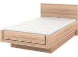 Holzbett MUSTERRING "Sorrent, Bettgestell, Bettrahmen, teilmassiv Eiche", braun (weiß, neutral), B:120cm L:210cm, Betten, Holzbett, Eiche teilmassiv, Liegehöhenverstellung, in schwebender Optik