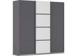 Kleiderschrank OTTO HOME "Mehrzweckschrank Aktenschrank Möbel Mietswohnung Schlafzimmer AVOLA", grau (graumetallic, alpinweiß, leisten graumetallic), B:203cm H:210cm T:62cm, Holzwerkstoff, Schränke, Kleiderschrank, mit eleganten Zierleisten in Chrom, Schwarz oder Weiß MADE IN GERMANY