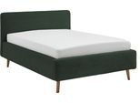 Polsterbett MEISE.MÖBEL "Mattis", dunkelgrün, B:141cm H:105cm L:218cm, Betten, Polsterbett, Topseller, wahlweise mit Bettkasten
